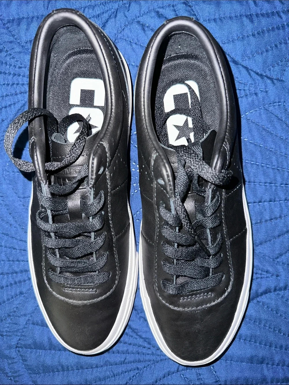 Converse Black Leather Sneakers with White Sole